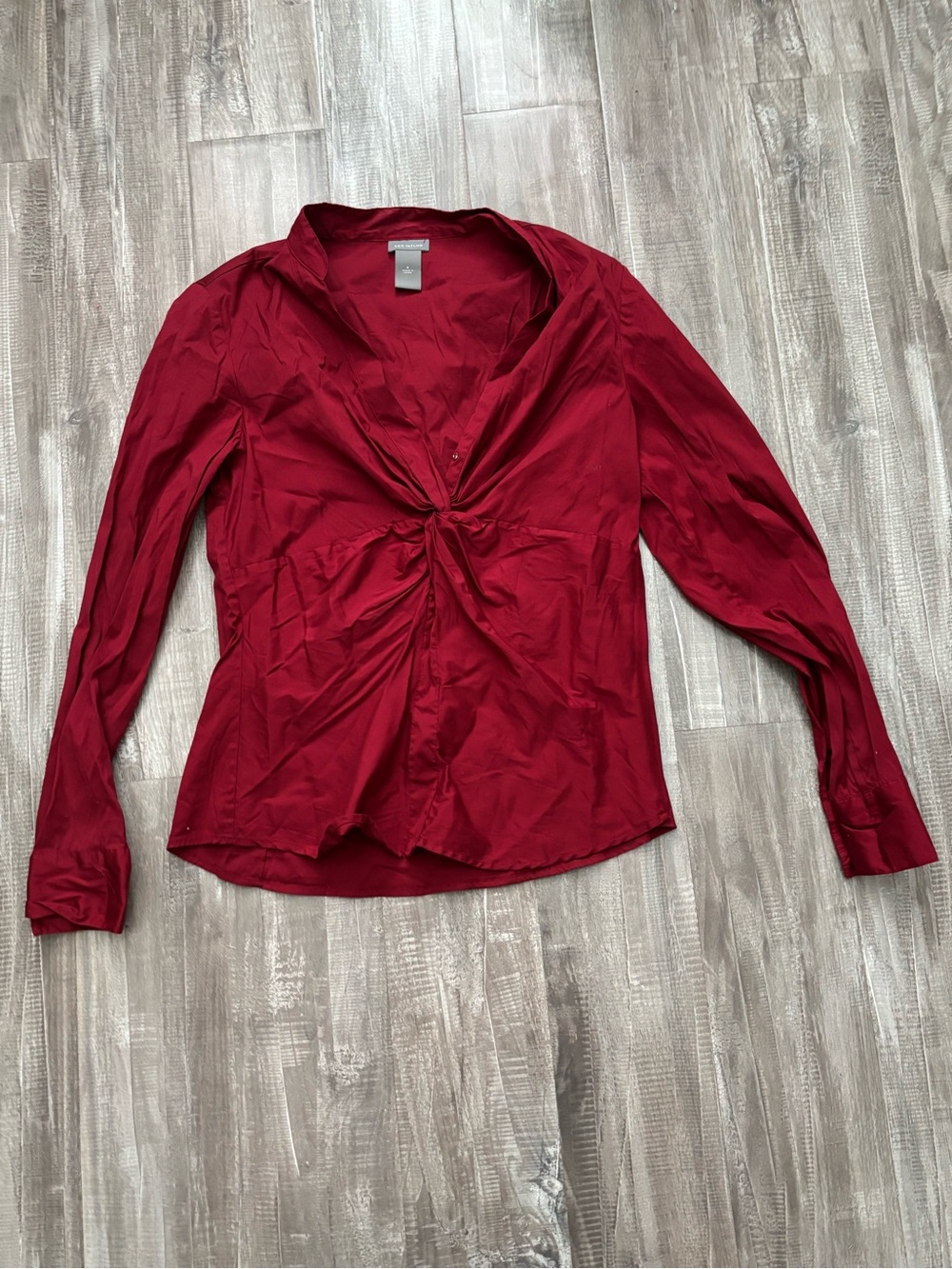 Ann Taylor Red Twist-Front Shirt